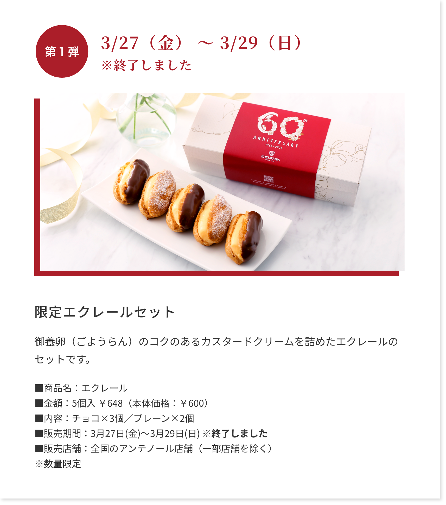 第1弾 限定エクレールセット