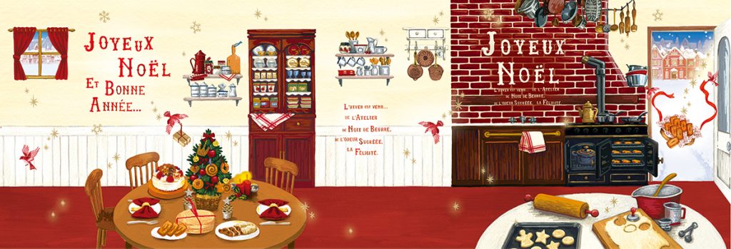 美味しそうな香りに誘われて…。クリスマスのホームパーティーを準備中のキッチンへ、舞い降りた小鳥たち。(2018年)